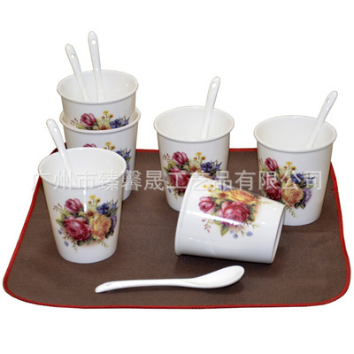 廠家直銷六杯六勺茶具 商務(wù)禮品優(yōu)選，花卉圖案典雅促銷